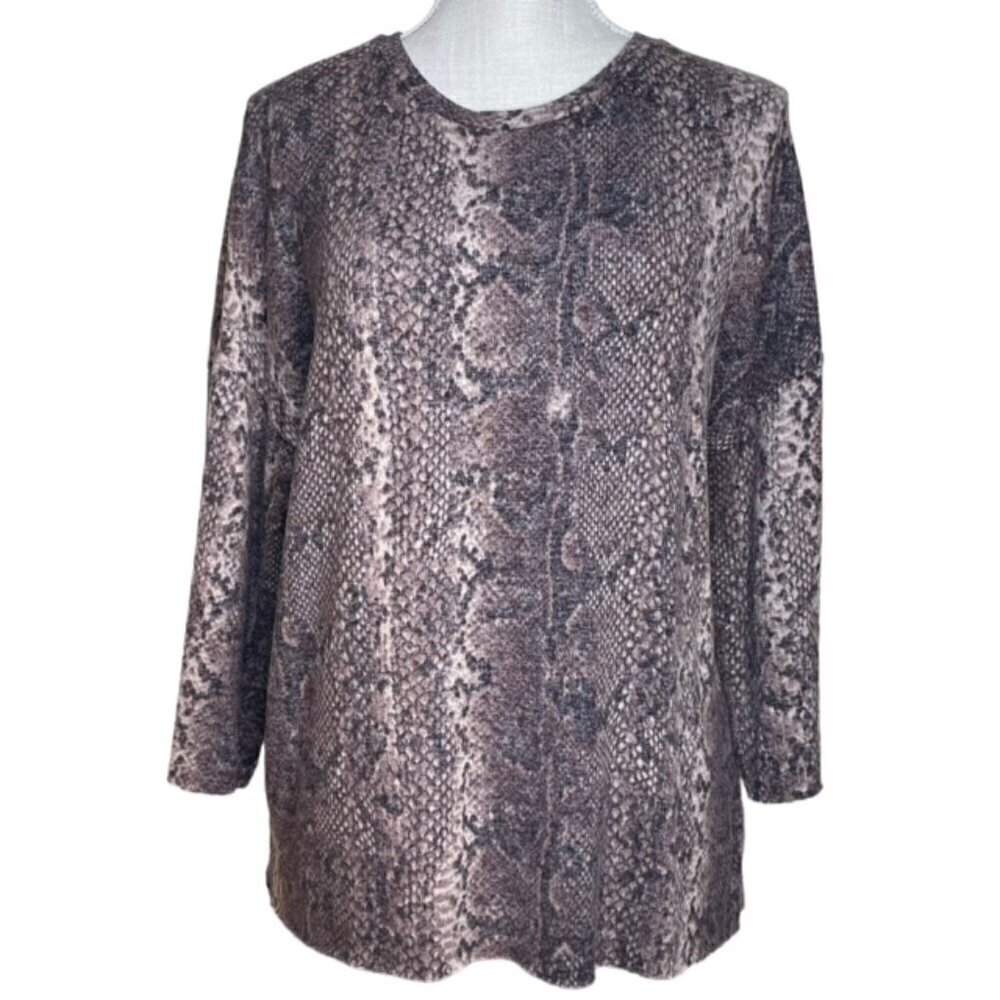 ZARA Snakeskin Print Long Sleeve Top - Size Medium